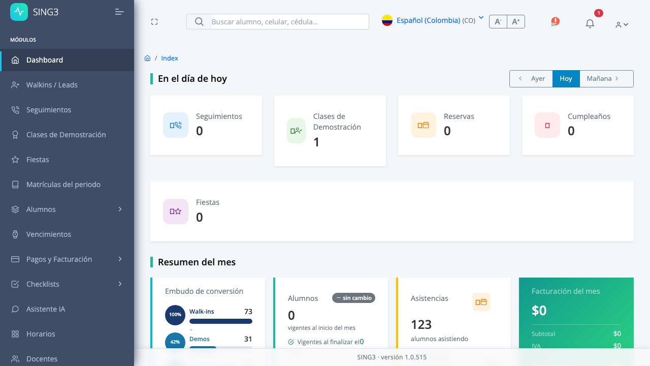 Dashboard SING3